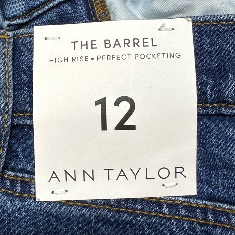 Ann Taylor The Barrel High Rise Dark Wash Jeans Women's Size 12‎ NEW - Picture 5 of 9